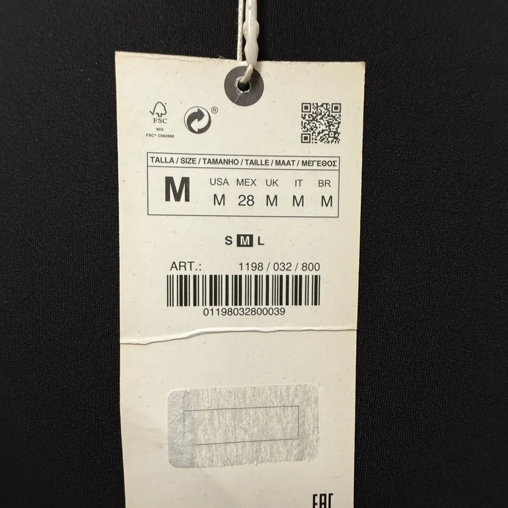 ZARA Black Midi Dress Ruffle Slit Asymmetrical Medium - Picture 3 of 5